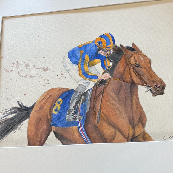 Racehorse original watercolour, “the Champion”, 17.5”x14.25” with mat - Picture 3 of 4